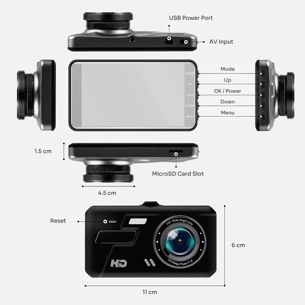 Dashcam with Front- & Back Camera