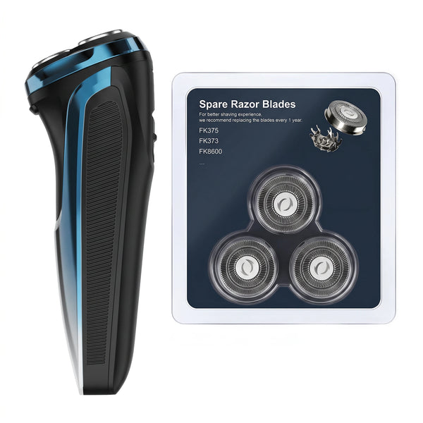 Electric razor with replacement shaving heads