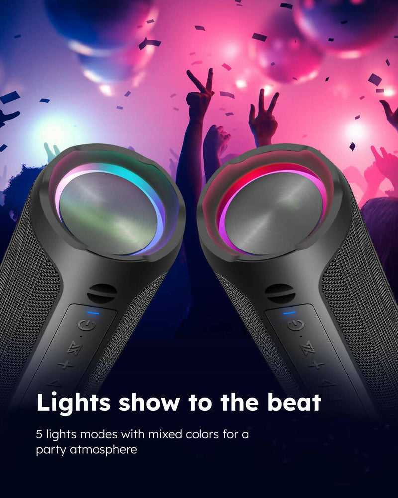 Bluetooth Speaker / Powerful Stereo Sound / IPX7 Waterproof / Handsfree / Optional LED Light / 20H Battery Life